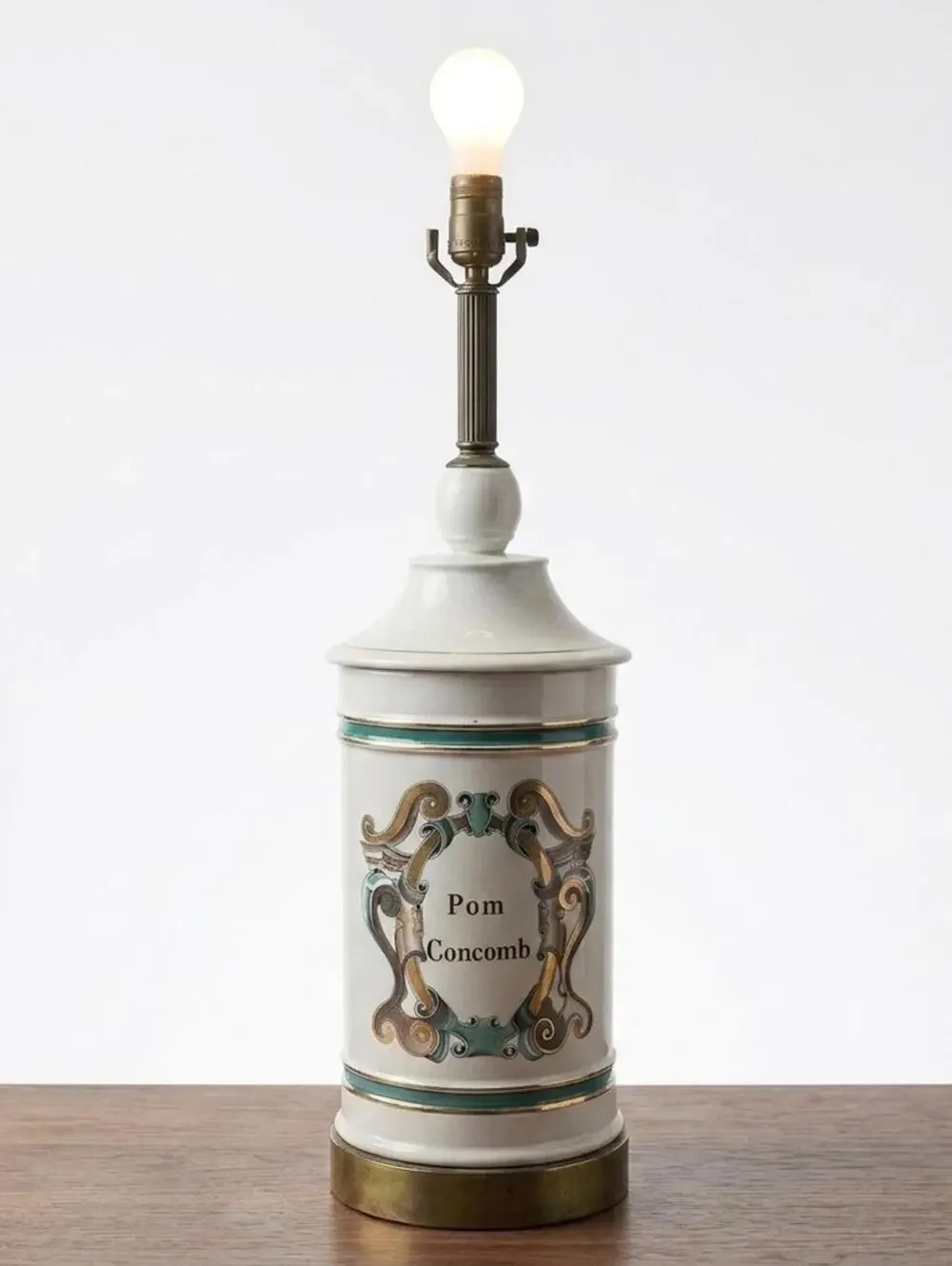 Vintage French Apothecary Pom Concomb Ceramic Table Lamp Large Working 28